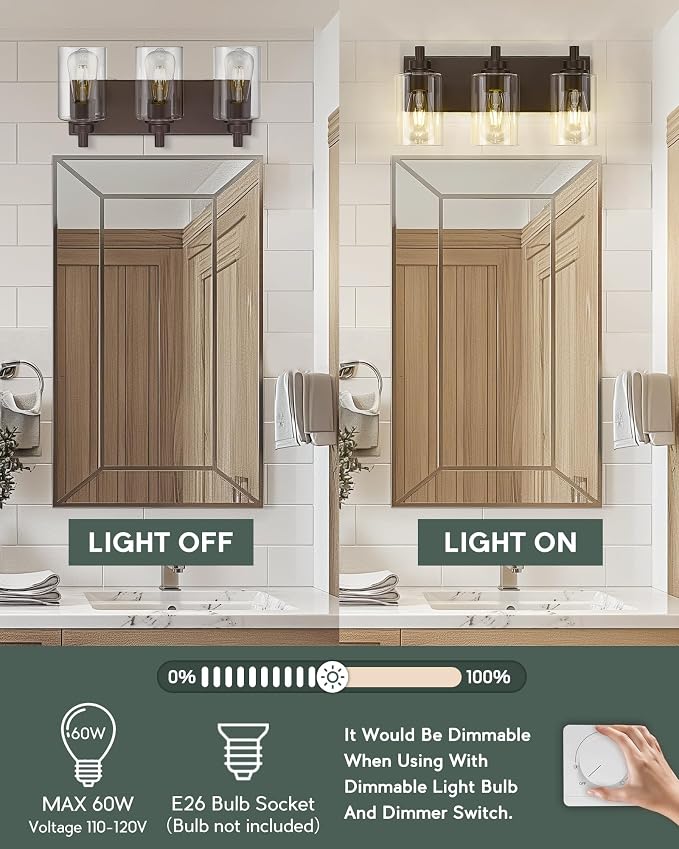 3-Light Bathroom Light Fixtures, Modern Vanity Light - Image 6