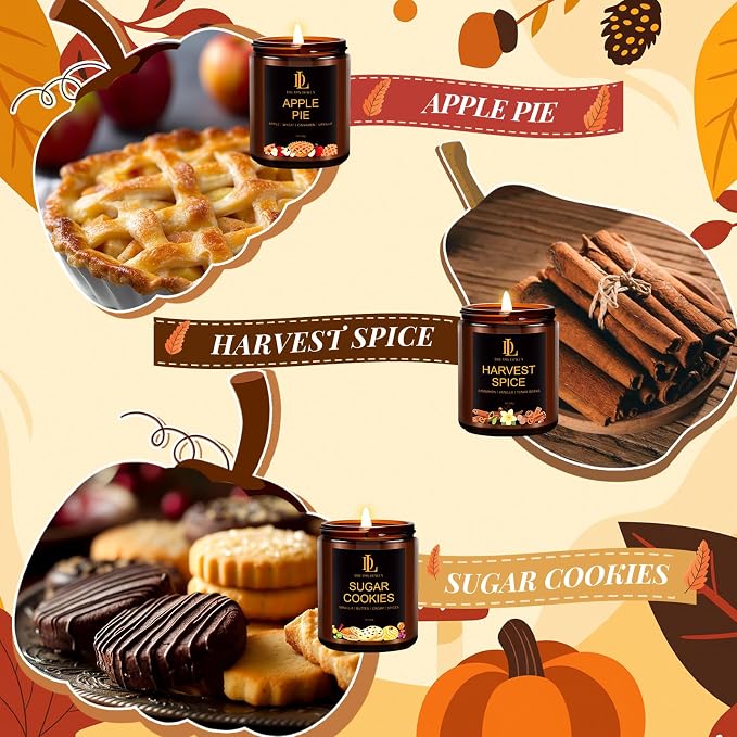 Fall Candles, 6 Pack Soy Candle Set, Scented Candles - Image 6