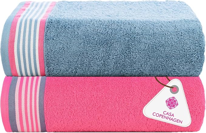 CASA COPENHAGEN He & She 2Pcs 100% Egyptian Cotton Large Designer Bathsheet by CASACOPENHAGEN