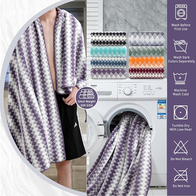 8 Piece Bathroom Towel Set |2 Oversized Bath Towels, 2 Hand Towels, 4 - Image 3