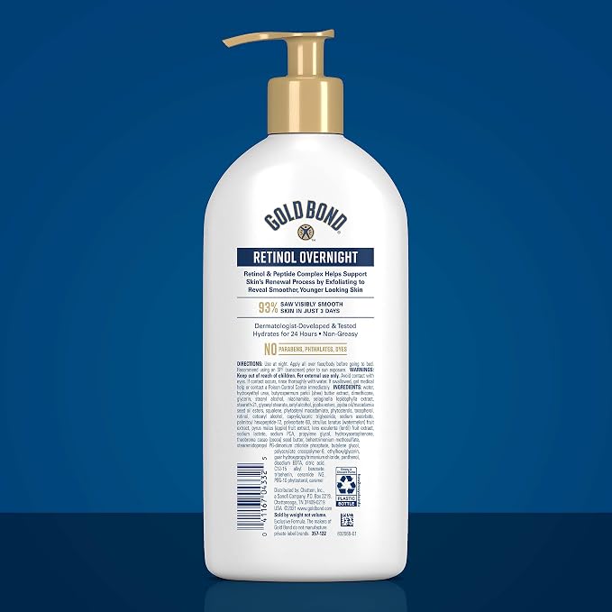 Gold Bond Age Renew Retinol Overnight Body & Face Lotion, 13 Oz, Anti-Aging - Image 2