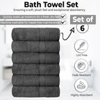 QUBA LINEN Hotel & Spa 100% Cotton Bath Towels Pack of 6, Ultra Soft, Quick Dry - Image 4