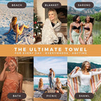 FESHKA Sand Free Turkish Beach Towel Quick Dry Bath Towel, Oversized Beach - Image 3