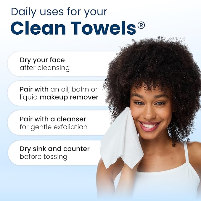 Clean Towels XL®, 100% USDA Biobased Face Towel, Disposable Face Towelette - Image 9