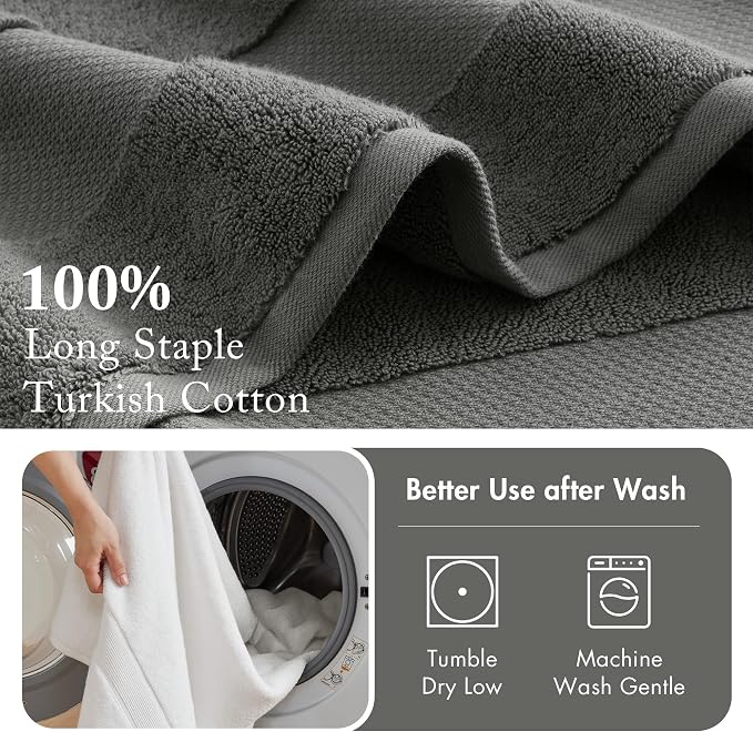Madison Park Turkish Bath Towel Set 100% Cotton Bath Towel 600GSM Oversized - Image 5