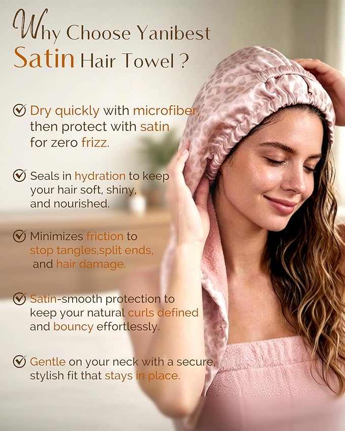 YANIBEST Satin Microfiber Hair Towel Wrap - Image 5