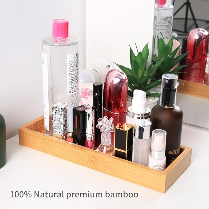 Natural Bamboo Bathroom Tray, Perfume Tray, Vanity Tray, Smooth and Thick - Image 5
