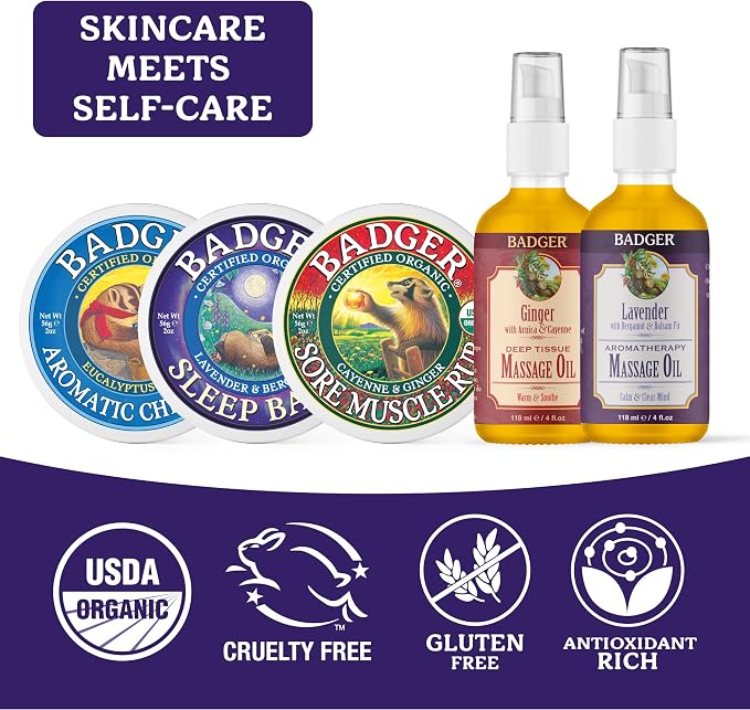 Badger Lavender Massage Oil, 100% Organic Massage Oil, Relaxing & Moisturizing - Image 4