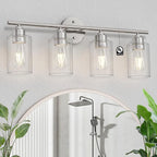 Espird Bathroom Vanity Light Fixtures Brushed Nickel, 4 Lights Rustic Farmhouse by Espird