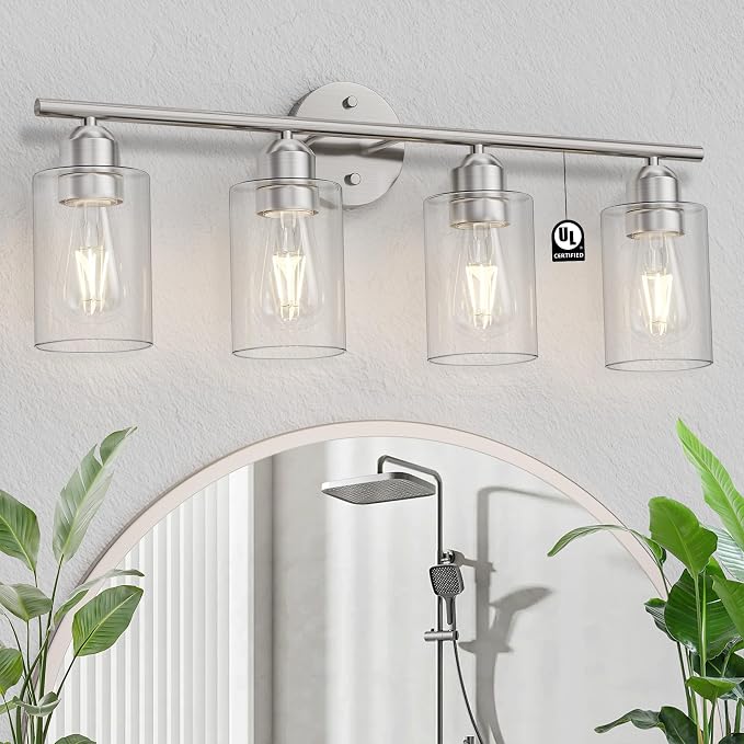 Espird Bathroom Vanity Light Fixtures Brushed Nickel, 4 Lights Rustic Farmhouse by Espird