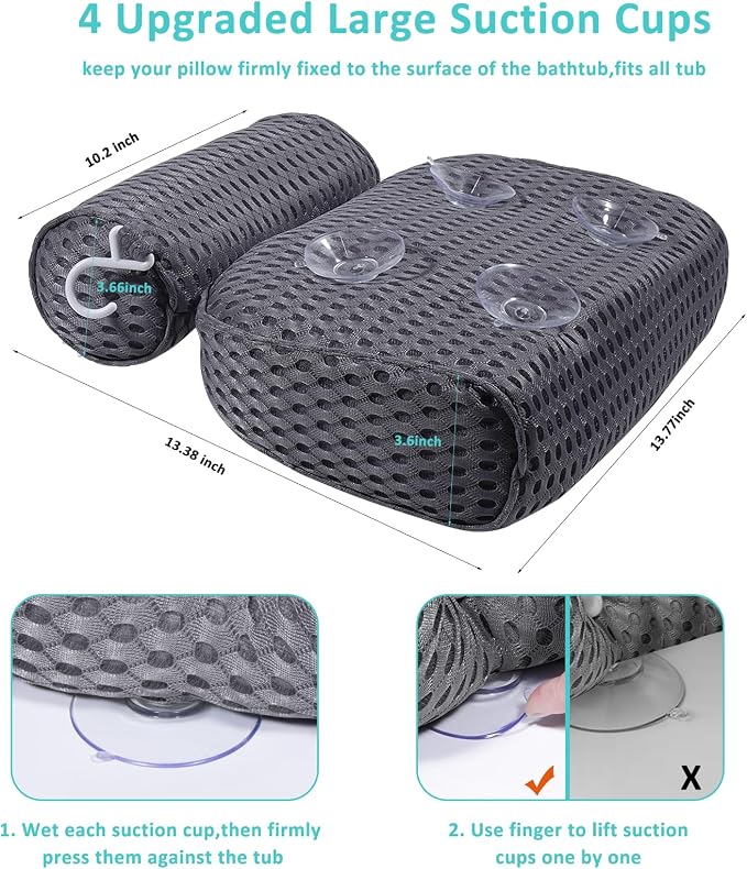 Bath Pillow for Tub Support Neck and Back, Bathtub Pillow Bath Accessories for - Image 2