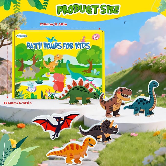 Easter Bath Bombs for Kids, Dinosaur Bath Bomb Gifts for Boys & Girls, 6 Pack - Image 9