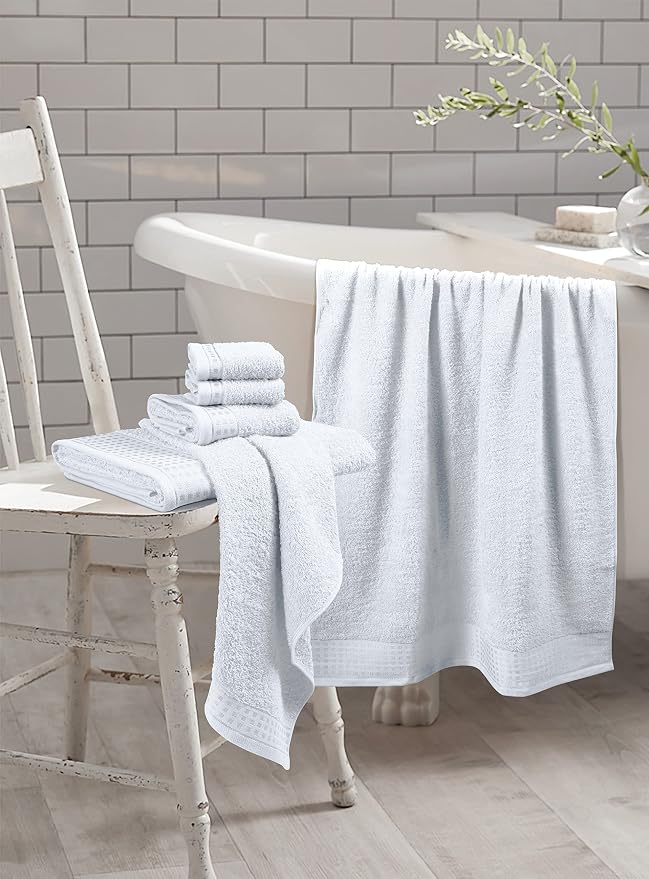 GLAMBURG 100% Cotton Ultra Soft 6 Pack Towel Set, Contains 2 Bath Towels 28x55 - Image 3