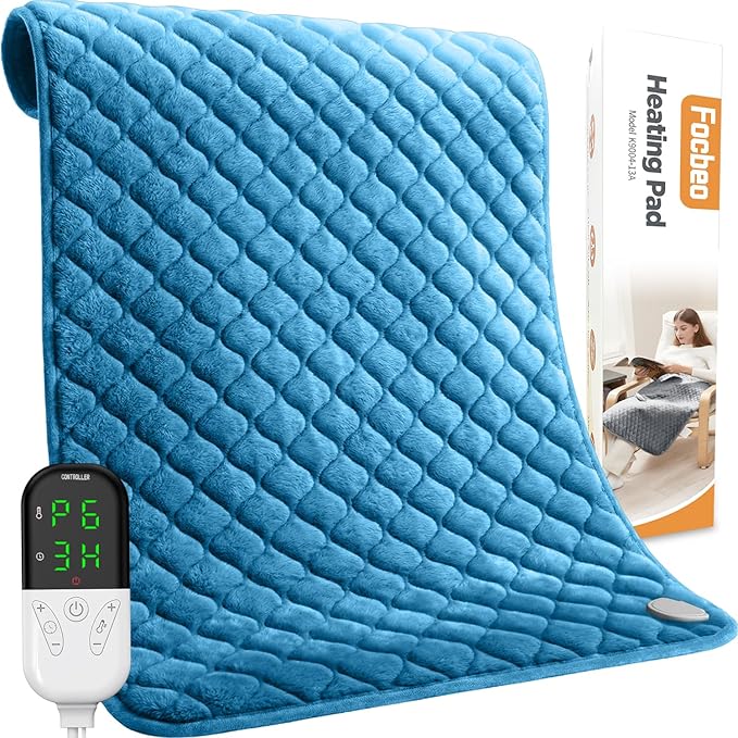 King Size Electric Heating Pad for Back Pain 32"x24" Extra Large Heating Pad by FocbeoHeatingPad