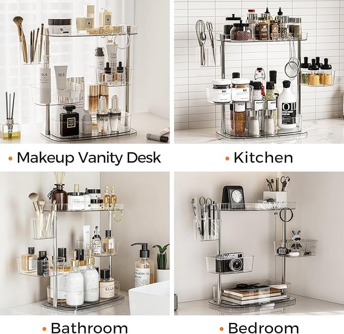 Rotating Makeup Vanity Organizer, Bathroom Countertop Cosmetic Skin Care Storage - Image 6