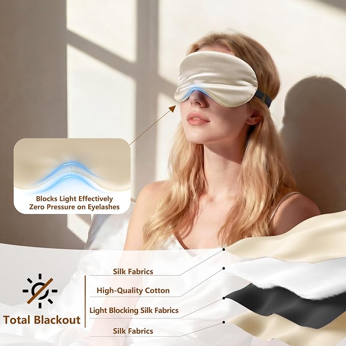Sleep Mask Silk Eye Mask for Men Sleeping Mask, Adjustable Elastic Strap for - Image 3