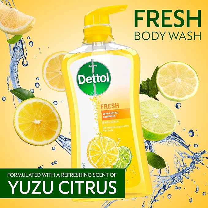 Dettol Fresh Body Wash and Shower Gel, Fresh Yuzu Citrus Scent Body Wash - Image 3