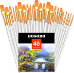 BOSOBO Paint Brushes Set, 4 Pack 40 Pcs Round Pointed Tip Paintbrushes Nylon by ArtistPaintBrushesSet