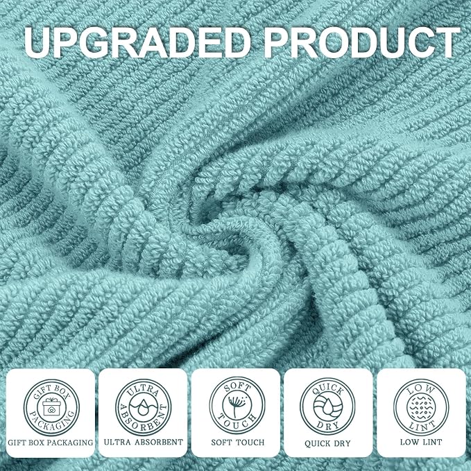 Teal Hand Towels for Bathroom, Bathroom Hand Towels Set of 4, Large 18" x 28" - Image 2