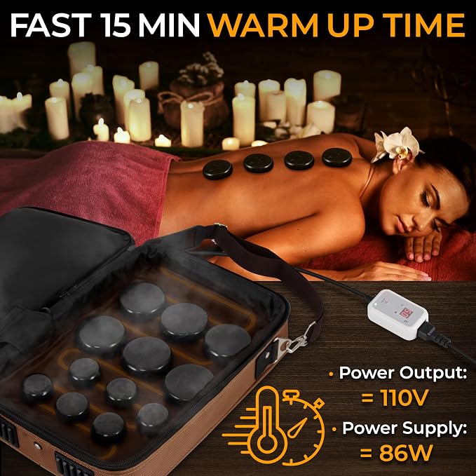 SereneLife Portable Massage Stone Warmer Set - Image 3
