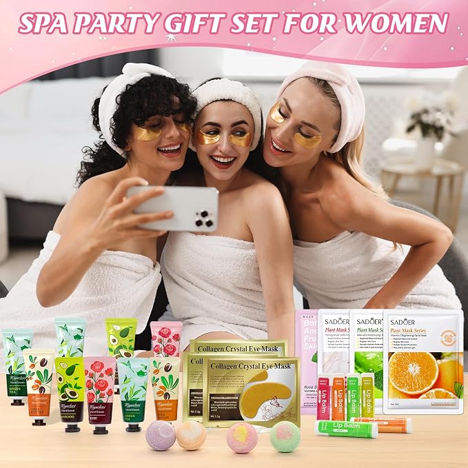 128 PCS Spa Party Supplies for Women, Spa Kit Include Lip Balm, Facial Masks - Image 5