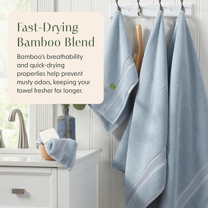 Springtree Home Luxury Bamboo Rayon Bath Towel Set 6 Piece Set | 35% Bamboo - Image 3