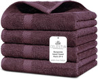 100% Cotton Hand Towel Set of 4, Sustainable, Highly Absorbent, Quick Drying by VillaCelestia
