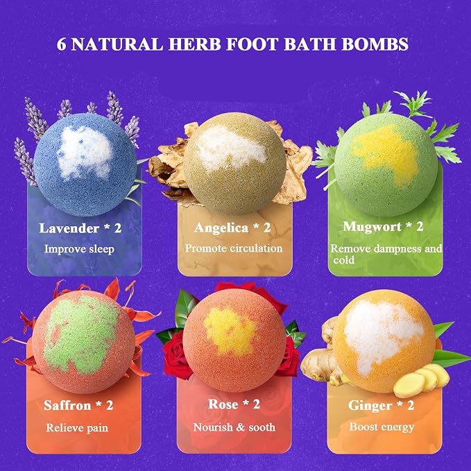 Foot Bath Bombs 12 Pack, Organic Natural Handmade Foot Soak - Image 2