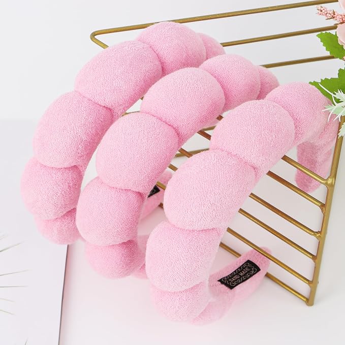 WHAVEL 3 Pack Spa Headband Skincare Headbands, Makeup Headband Sponge Terry - Image 3