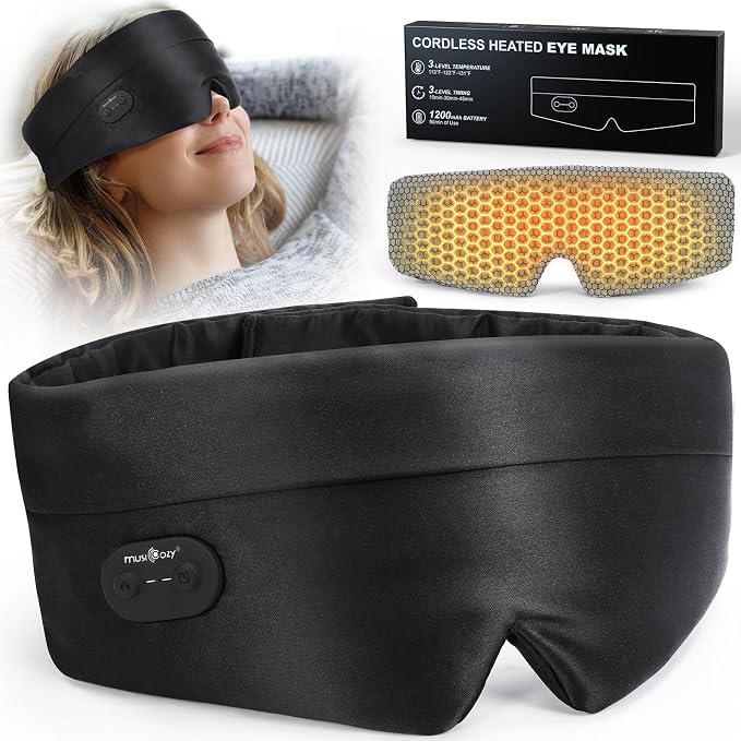 MUSICOZY Heated Eye Mask for Dry Eyes, Silk Warm Compress by MUSICOZY