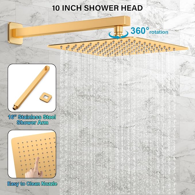FPXRNG Gold Shower Faucet Set, Rainfall Shower System - Image 4