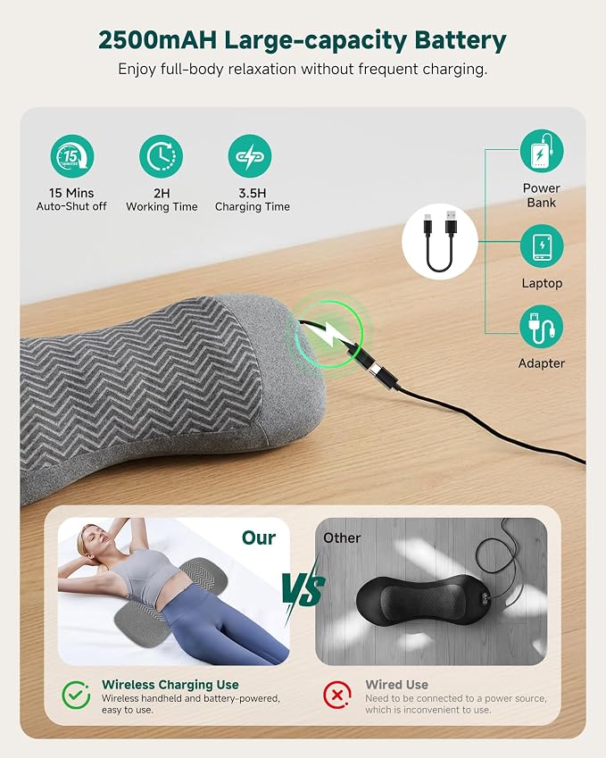 3-in-1 Rechargeable Electric Lumbar Support Pillow, Triple Support Air Lift - Image 6