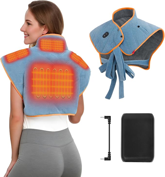 Vofuoti Heating Pad for Neck and Shoulders, 12V Portable Cordless Heating Pads by VOFUOTI
