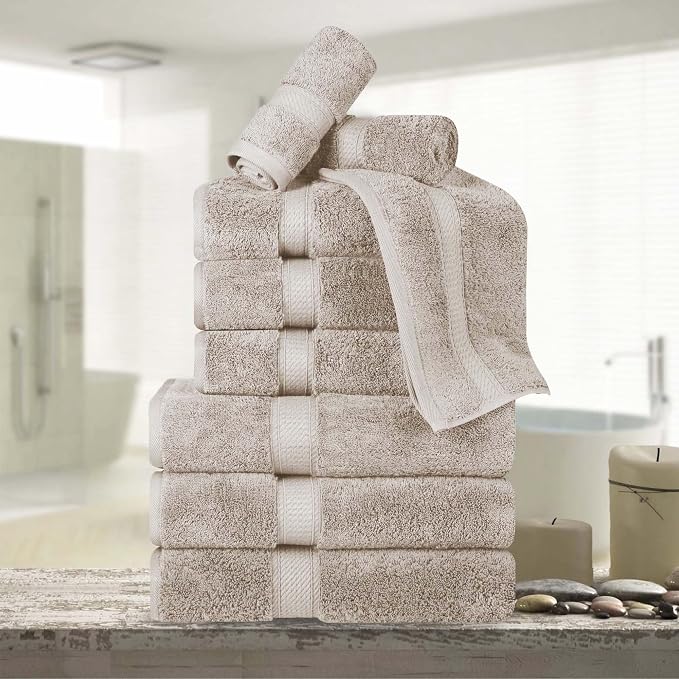 Superior Egyptian Cotton Pile 9 Piece Towel Set, Includes 3 Bath, 3 Hand by SUPERIOR