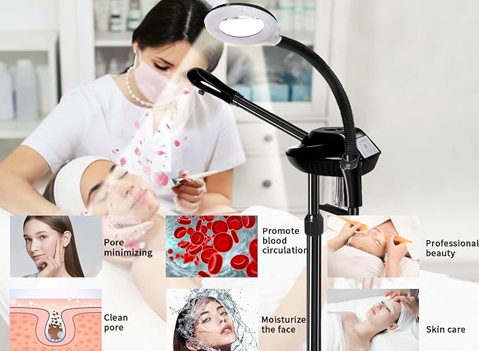Professional Facial Steamer on Wheels, 2 in 1 Face Steamer - Image 7