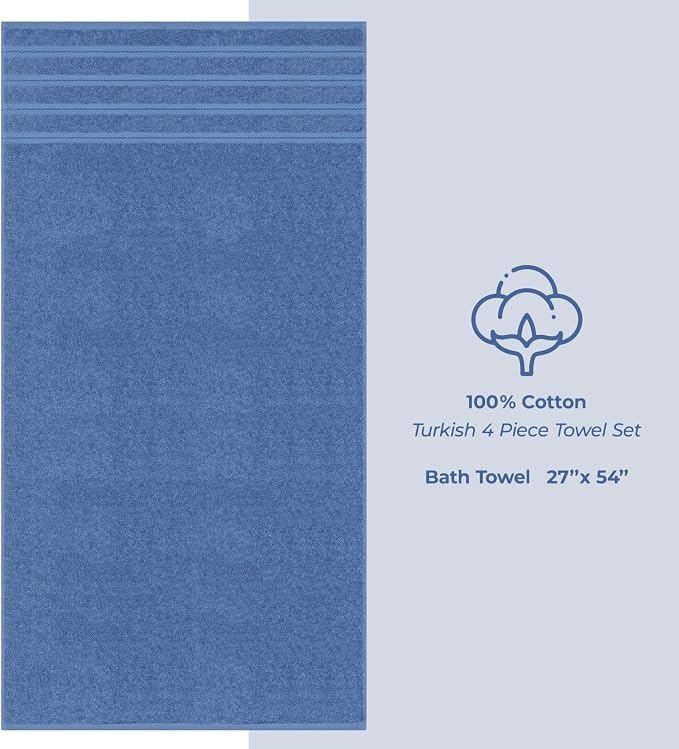 American Soft Linen Luxury 4 Piece Bath Towel Set, 600 GSM 100% Cotton Turkish - Image 4