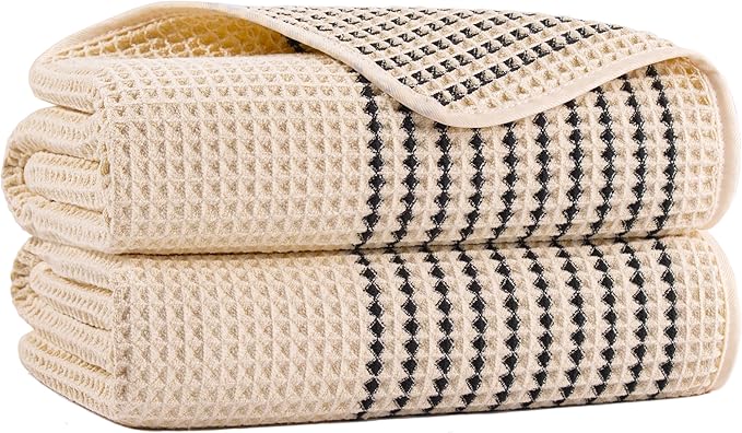 MICROFI New Microfiber Waffle Bath Towels, 2 Pieces, Fast Drying, Lint Free 430 by Unknown