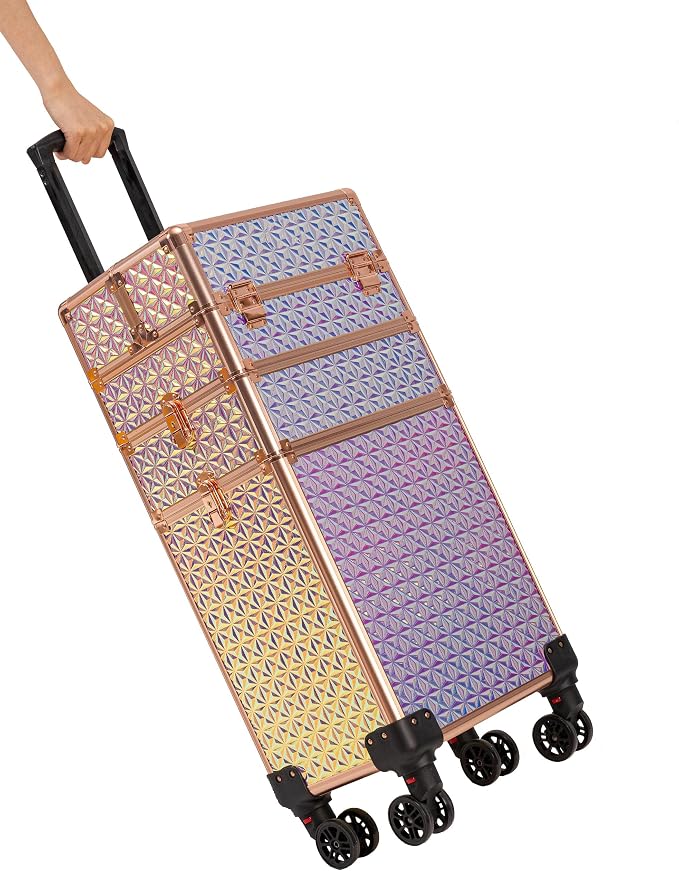 3 in 1 Rolling Makeup Train Case Professional Large Cosmetic Trolley - Image 9