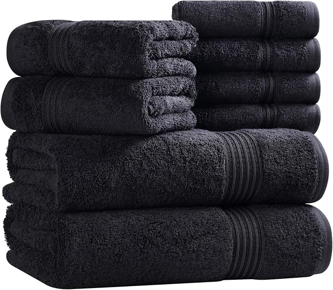 Superior Egyptian Cotton 8-Piece Towel Set, Guest Bath Decor Essentials - Image 2