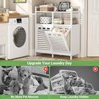 Homykic Tilt Out Laundry Hamper Cabinet, Bamboo Double Laundry Hamper - Image 5