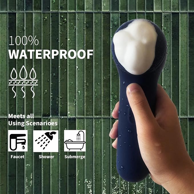 Premium Facial Cleansing Brush, Waterproof Face Scrubber, Spin & Sonic Modes - Image 4