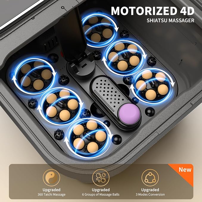 Collapsible Foot Spa Bath with Heat and Massage, Motorized Shiatsu Foot - Image 4