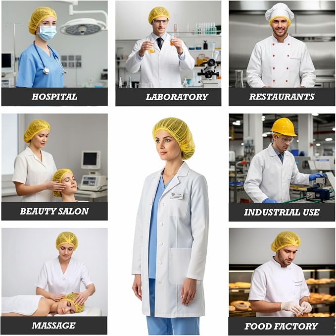 Disposable Bouffant Caps 21 Inch Non Woven Hair Net Elastic Head Cover - Image 8