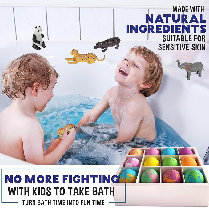 Bath Bombs for Kids with Surprise Inside- 12 pk Kids Bath Bombs with Jungle Toys - Image 3