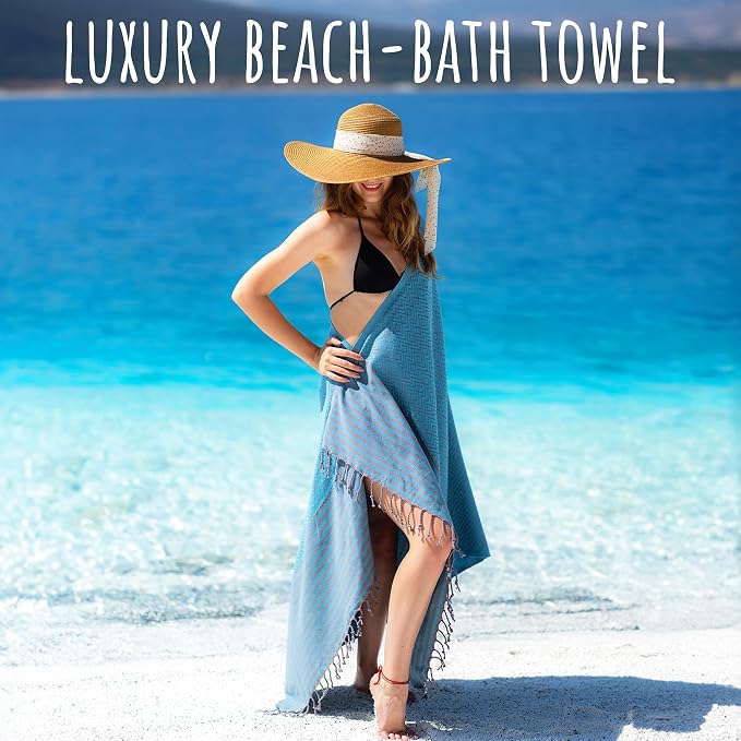 RAY SILVER Turkish Beach Towel – 100% Turkish Cotton 40"x71" Quick Dry - Image 2