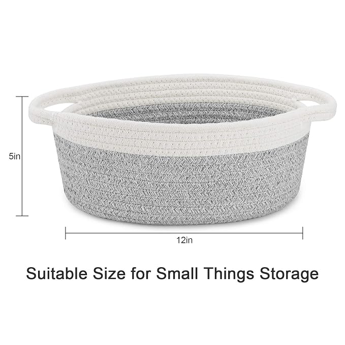 ABenkle Small Basket with Handles, Boho Decorative Rope Woven Dog Cat Toy - Image 2