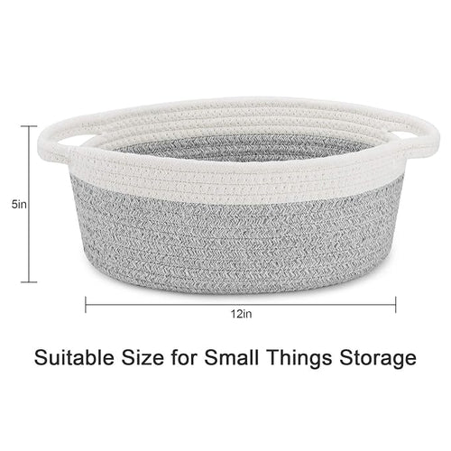ABenkle Small Basket with Handles, Boho Decorative Rope Woven Dog Cat Toy - Image 2