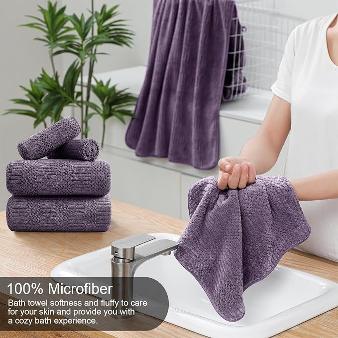 Ycosy 4 Pack Extra Large Microfiber Bath Towels Set, 35x70 inches, Less Lint - Image 3