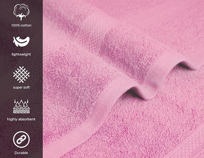Avalon Towels Bath Towels for Bathroom 100% Cotton Pink Bathroom Towels Pack of - Image 4