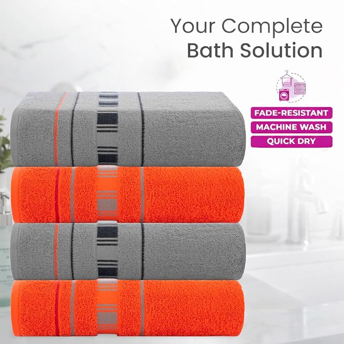 CASA COPENHAGEN X Line 4Pcs 100% Egyptian Cotton Designer Hand Towels Gift Set- - Image 3
